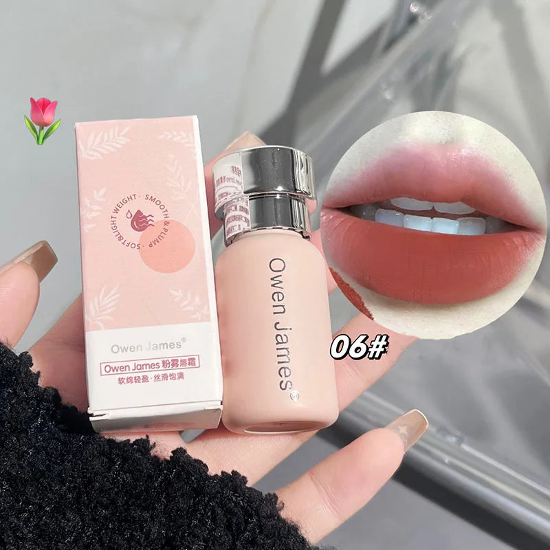 Small Bottle Pink Mist Lip Cream Mud Matte Velvet Lip Gloss Clay Long-lasting Color Non-drying Nude Peach Lip Glaze Rouge Tint