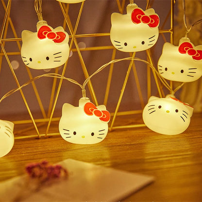 Kawaii Sanrio Hello Kitty Lights String  Bedroom Battery Atmosphere Lighting Home Decoration Anime Figures Luminous Model Toys