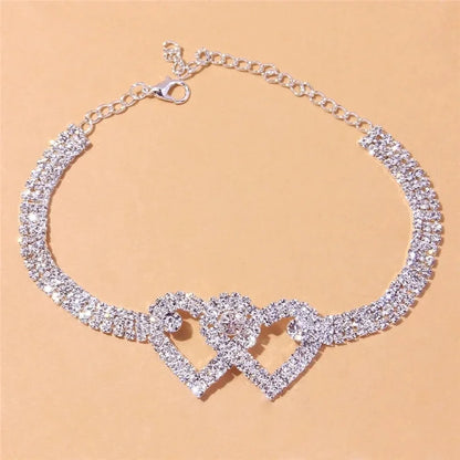 Shiny Cubic Zirconia Chain Anklet for Women Fashion Silver Color Ankle Bracelet Barefoot Sandals Foot Jewelry