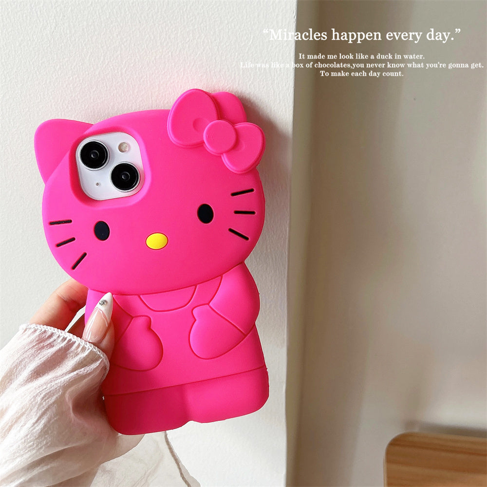 3D Cute Cartoon Anime Role Hello Kitty Phone Cases for IPhone 14 13 12 11 Pro Max X XR XS Soft Silicone Anti-fall Protect Cover