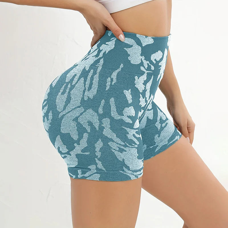 Women Seamless Camo Shorts High Waisted Gym Yoga Workout