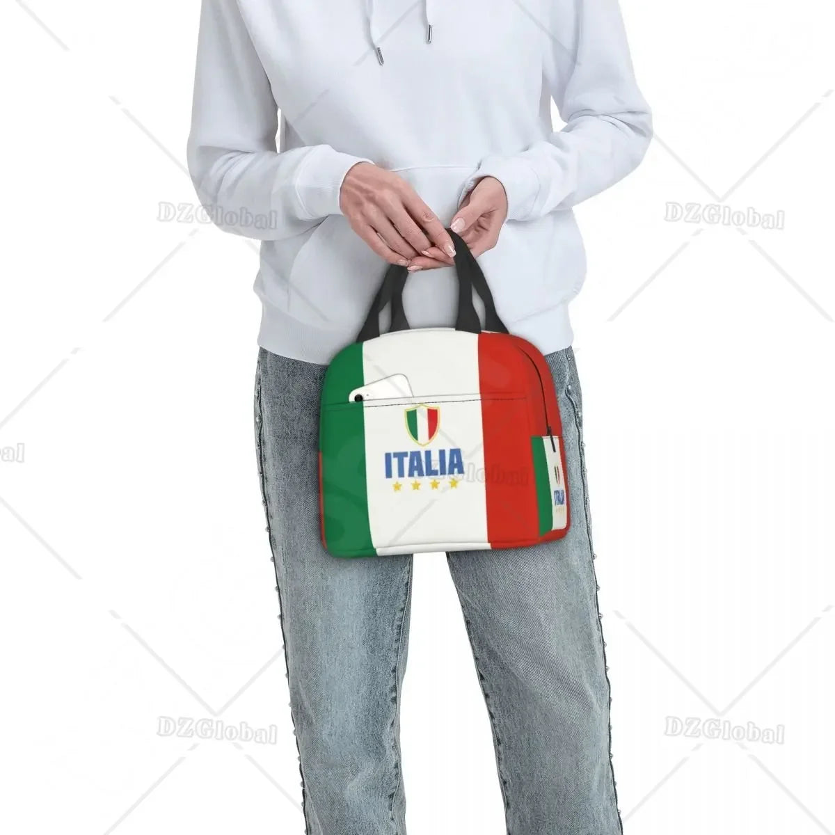 Flag of Italy Lunch Bag Women Italian Patriotic Resuable Cooler Thermal Insulated Lunch Box for Work School Picnic Food Bags