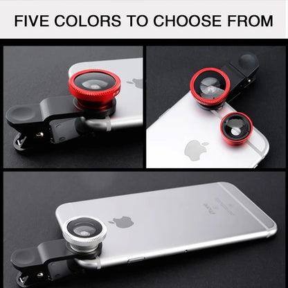 3in1 Fisheye Lens Wide Angle Micro Camera Lens for iPhone Samsung Xiaomi Zoom Fish Eye Len for Smartphone Lenses with Phone Clip