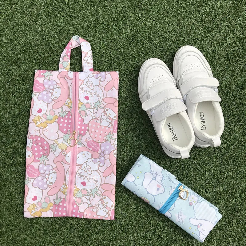 Sanrio Hello Kitty Storage Bag Shoe Bag Cartoon My Melody Cinnamoroll Waterproof Shoe Towel Clothing Storage Shoe Bag