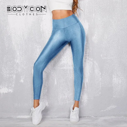 Bodycon Y2K Pants Women Gym Sexy Metallic Luster Pencil Leggings Fashion Streetwear High Waist Shiny Black Silver Leggings