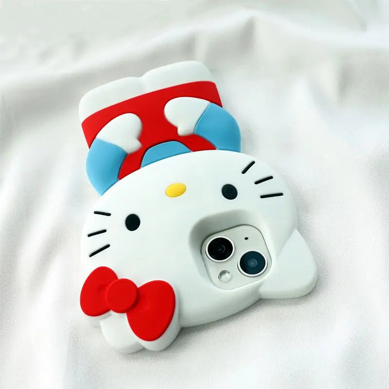 Sanrio Hello Kitty 3D Stereoscopic Phone Case For IPhone 15 14 13 12 11 Pro Max Mini XR XS 7 8 Plus Silicone Soft Back Cover Y2K