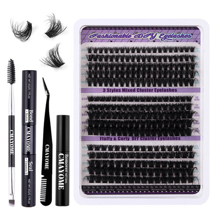 270pcs Fluffy volume False Eyelashes bond and seal lash remover kit Individual cluster 60D 80D 100D natural Eyelash extensions