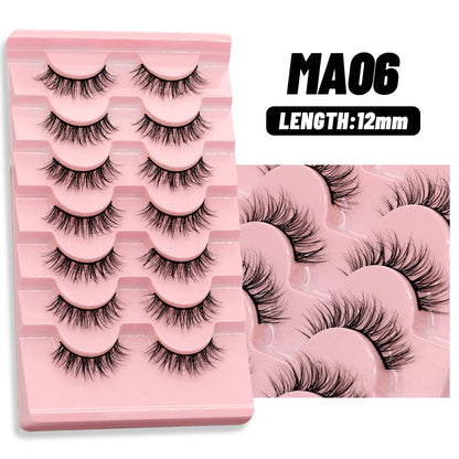 GROINNEYA 5/7 pairs Eyelashes  Manga Lashes  Natural False Lashes Fluffy Soft Cross  Fairy Little Devil Lashes Extension Makeup