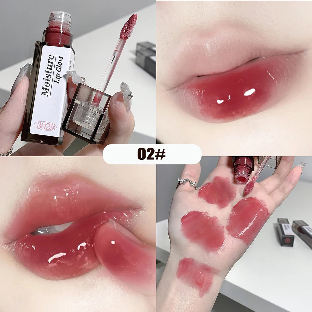 Nude Grey Mirror Lip Glaze Crystal Lip Tint Oil Clear Water Light Lip Gloss Lasting Non-stick Cup Punk Smoky Liquid Lipstick