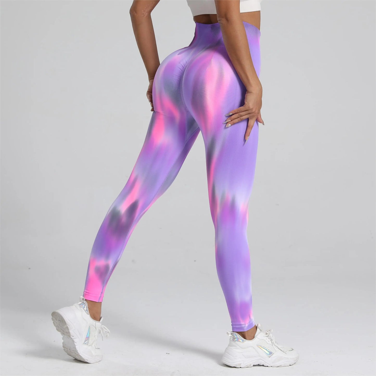 New Women Tie dye High Waist Legging Push Up Scrunch Gym Sports Yoga Pants Elastic Soft Tights Workout Booty Leggins Nylon