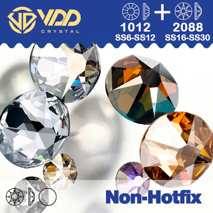 VDD Mix Size SS6-SS30 High Quality Glass 2088 Rhinestones Crystal Gold Flatback Strass Stones For Nail Art Crafts DIY Decoration