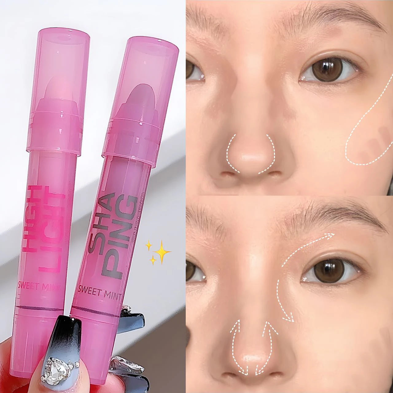 3D Facial Shaping Contour Pen Cream Makeup Highlight Stick High Gloss Brightening Natural Nose Shadow Repair Facial Flatness