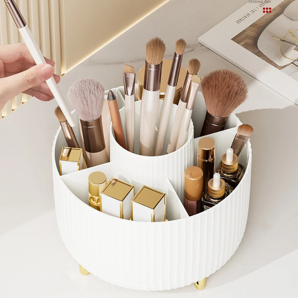 360 Rotating Makeup Organizer Bedroom Desktop Cosmetic Storage Box Portable Lipstick Makeup Brush Pen Holder for Bathroom Home