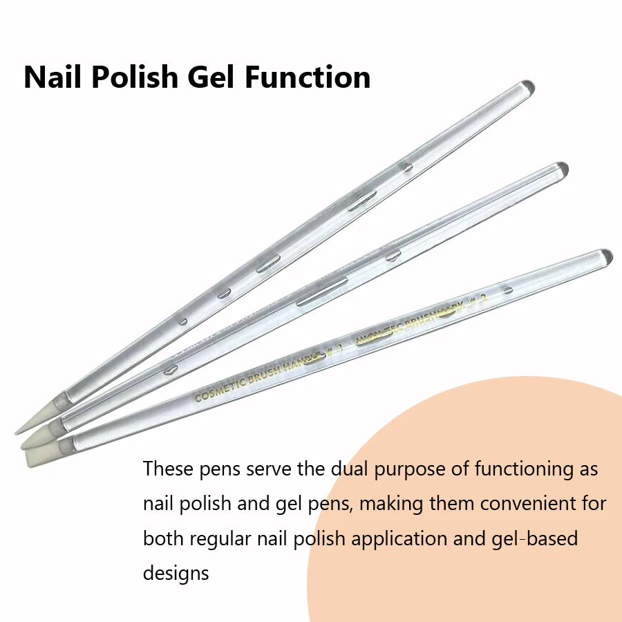 3 Pcs Nail Art Brush Pen Silicone Head Carving Emboss Shaping Hollow Sculpture Acrylic Manicure Dotting Tools