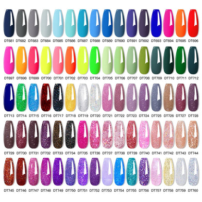 MEET ACROSS 8Pcs/Set Sparkly Rose Red Purple Gel Nail Polish Glitter Semi Permanent Nail Art Gel Vernis For Nails Manicure Kits