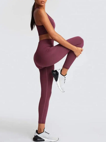 Womens Sweatpants Workout Outfits 2 Pieces Gym Exercise Seamless Yoga Leggings with Sports Bra Fitness Activewear  Set