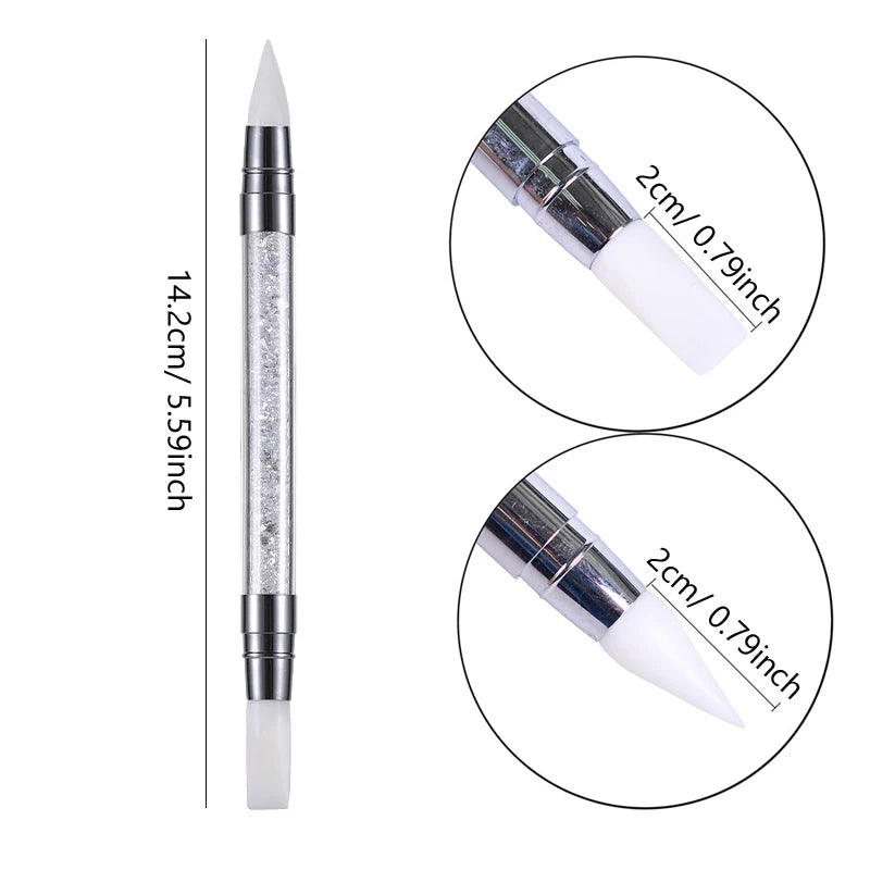 Dual-ended Silicone Sculpture Pen for Nail Art, Easy and Precise Nail Design Tool, 3D Carving Glitter Dotting Brush