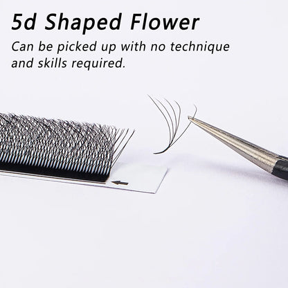 Automatic Flowering W Shape Bloom 3D 4D 5D 0.07MM C/D Curl Mix Tray 8-15MM  Premade Fans Eyelash Extensions Natural Soft