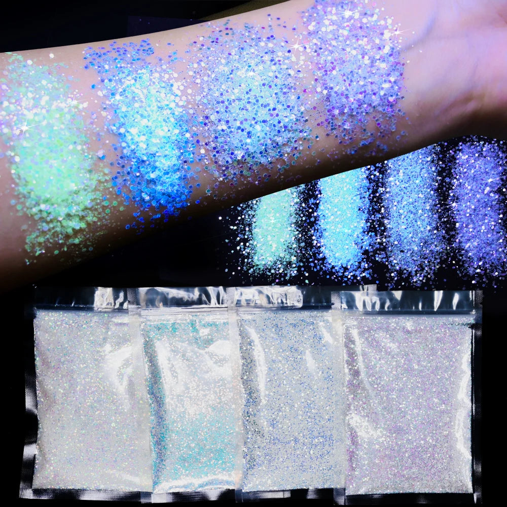 10g Blue Green Light Luminous Nail Powder Glow In The Dark Pigment Dust Phosphor Glitter For Decoration Jewelry Making Supplies