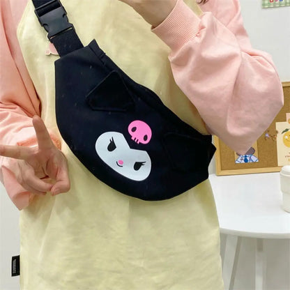 Kawaii Sanrio Shoulder Bag Kuromi My Melody Casual Simple Sling Storage Crossbody Cinnamoroll Chest Bag Women Student Girl Gifts