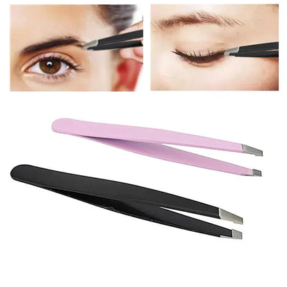 1PC Black Color Eyebrow Tweezer Hair Beauty Slanted Puller Stainless Steel Eye Brow Clips Hair Removal Makeup Tool Brand New