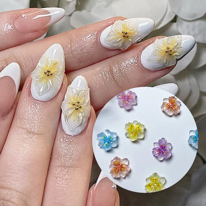 30PCS Ice Transparent Flower Resin 3D Nail Art Charms Glow-In-Dark Butterlfy Bowknot Nail Decorations DIY Jewelry Accessories