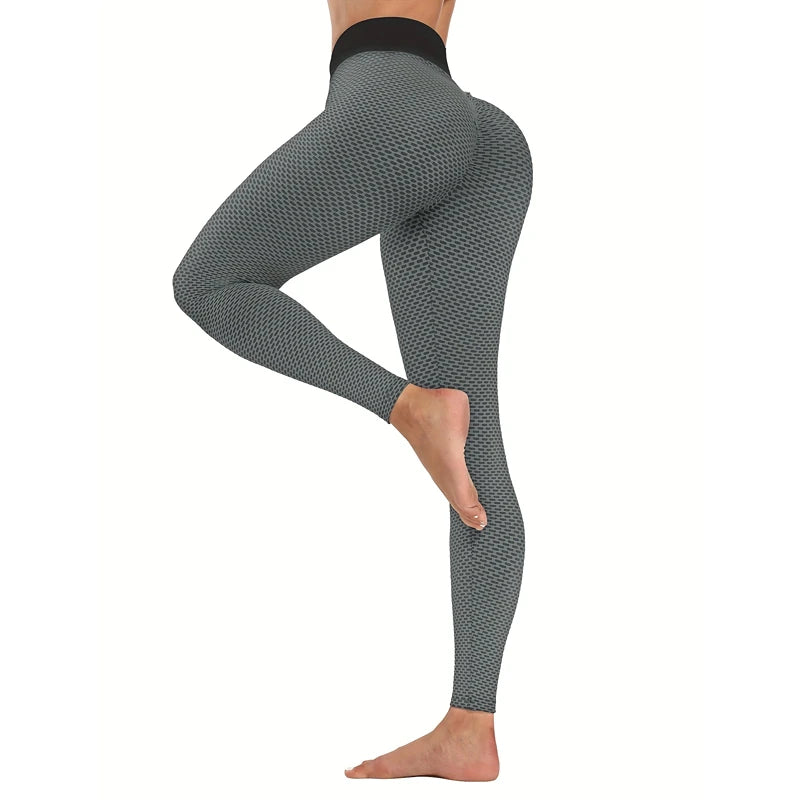 Women's High Waist Leggings Hip Lifting Honeycomb Yoga Pants