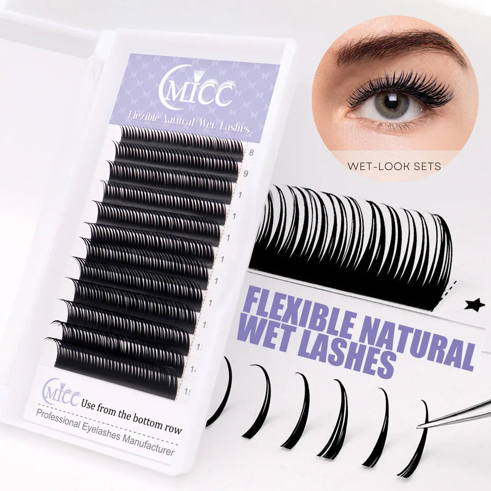 Wet Eyelash Extension 0.03mm 0.07mm Spikes Lashes Manga Lashes Wispy Cosplay Premade Russian A Shape Natural Eyelashes Supplies