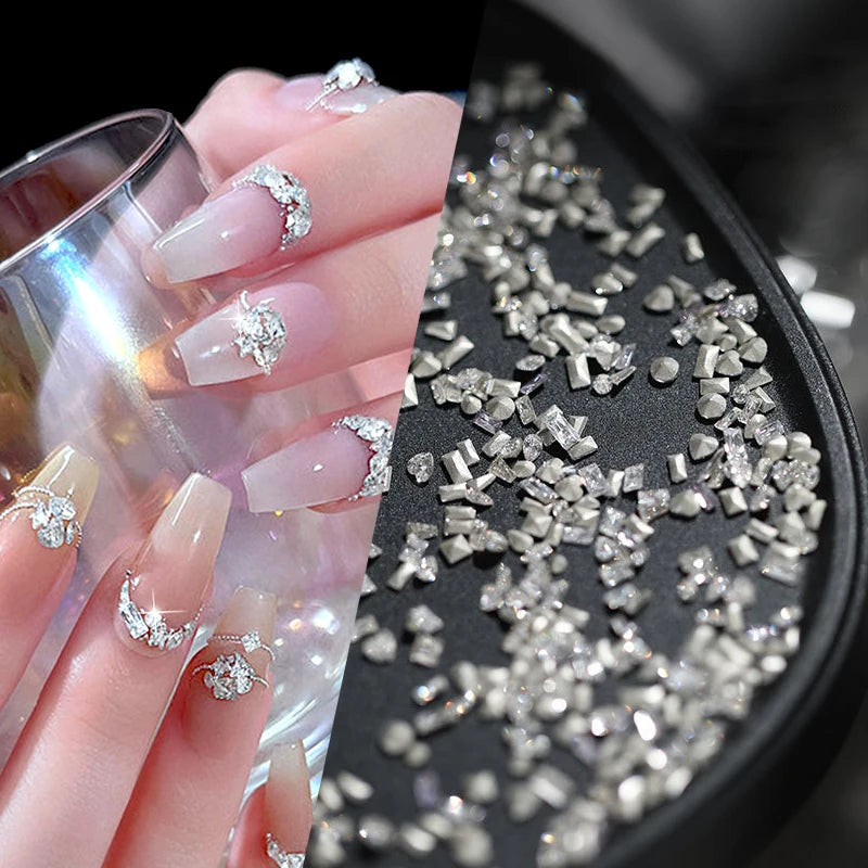 50Pcs/set Mini Irregular Flat Bottom Nail Rhinestones Basic Glitter Crystal Nail Decorations DIY Material Nail Art Charm Accesso