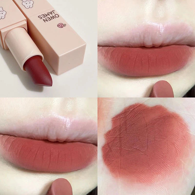 Matte Cute Lipstick Long Lasting Sexy Bright Red Lip Tint Balm Moisturizing Velvet Nude Lipstick Enhances Complexion Cosmetics