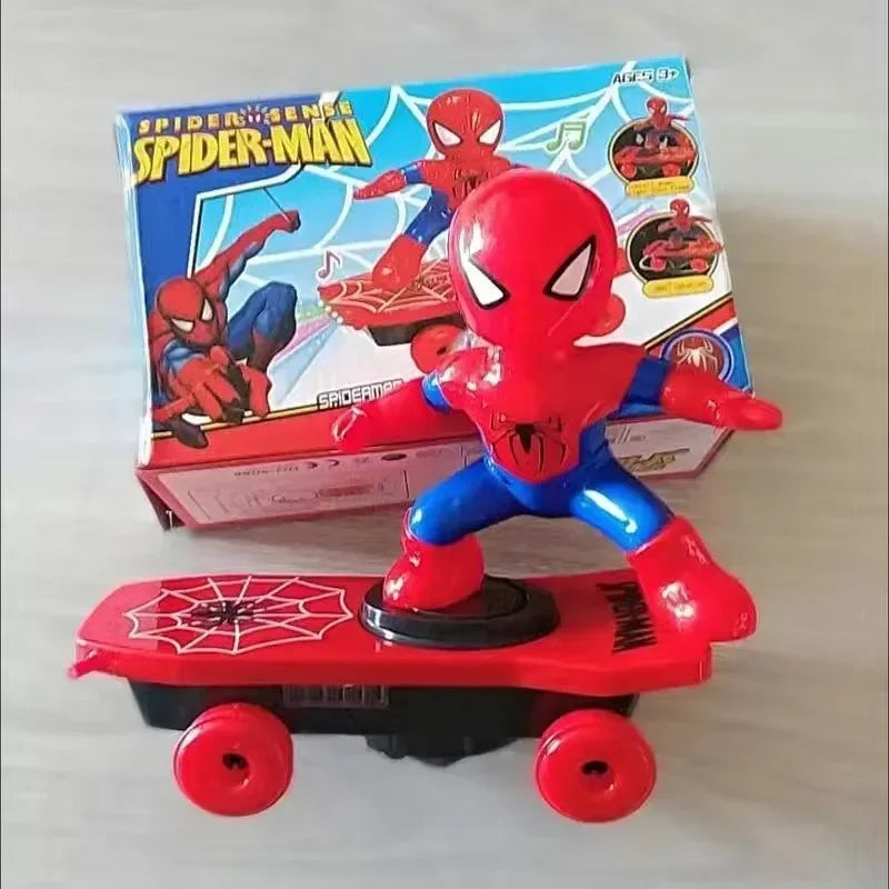 Hot The Avengers Spiderman Automatic Flip Rotation Skateboard Acousto-Optic Car Electric Music Stunt Scooters Toys Birthday Gift