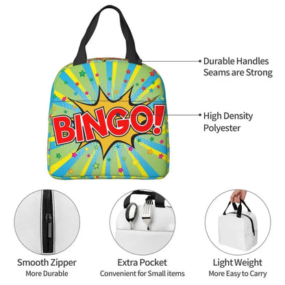 Hot Game Bingo Lunch Bag Leakproof Cooler Thermal Insulated Lunch Box For Women Kids School Beach Camping Travel Food Tote Bags