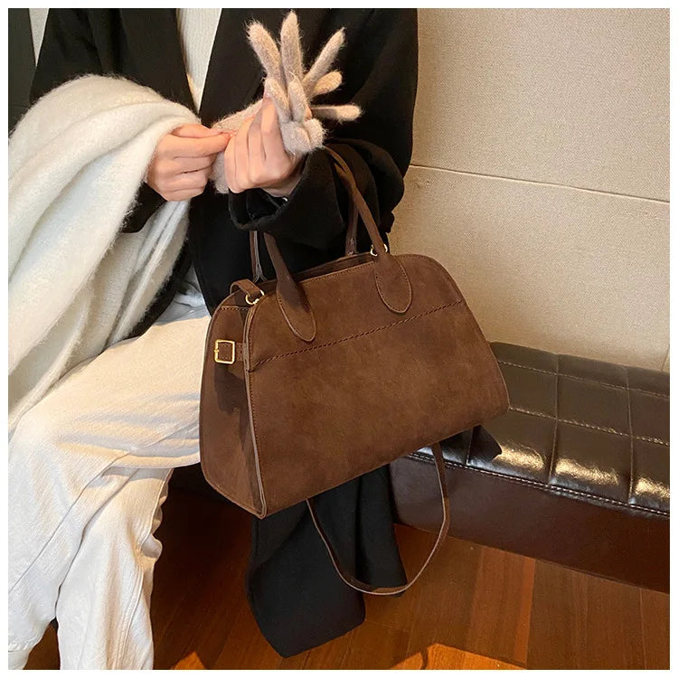 Ladies' Top-handle Bag High-end Feel Niche Design Large Capacity Vintage Commute Handbag For Autumn/winter Season