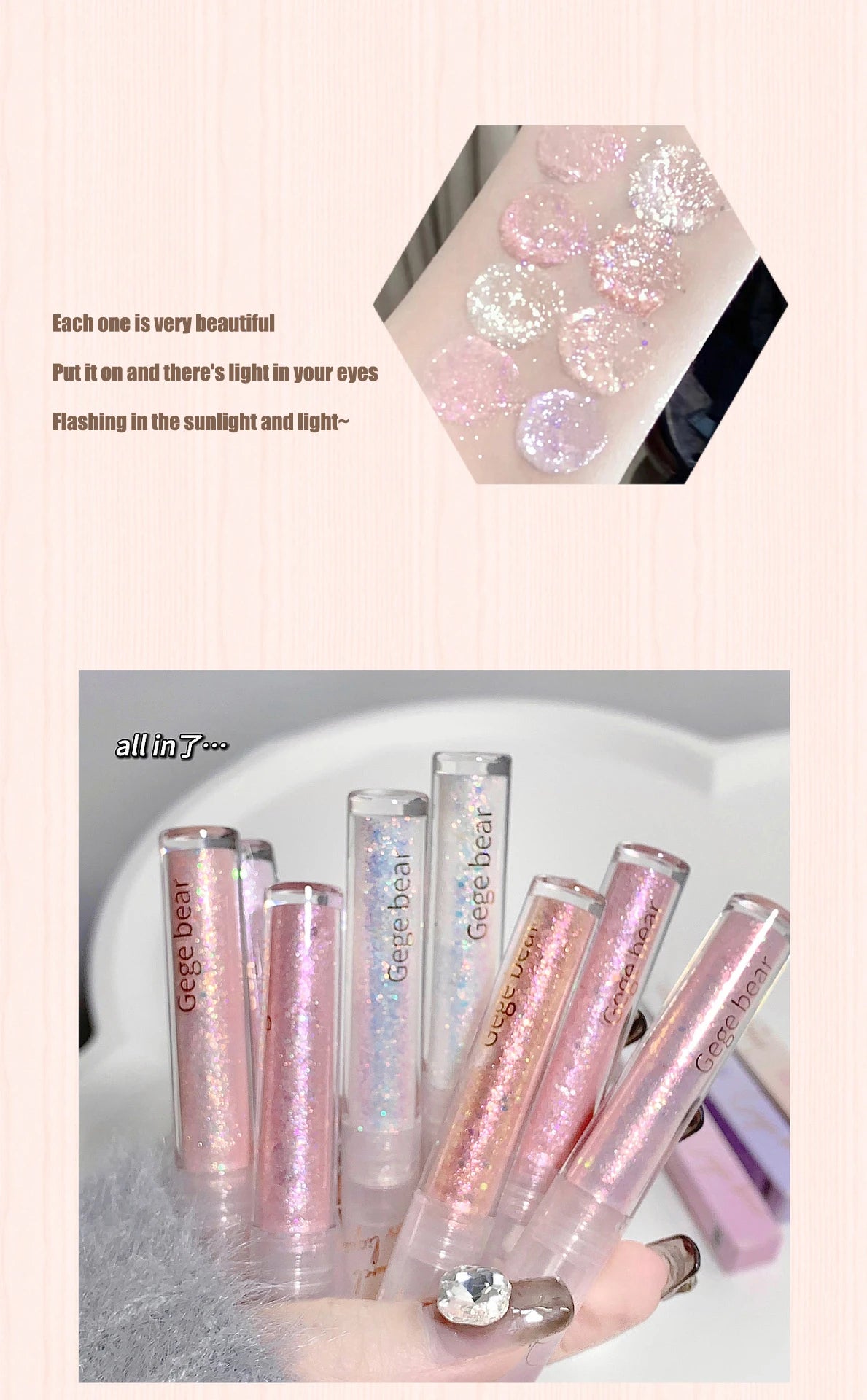 Gem Tear Liquid Eye Shadow Broken Diamond Sequins Eyeliner Pearlescent Fine Flash Silkworm Brightening Highlight Eyeshadow Stick