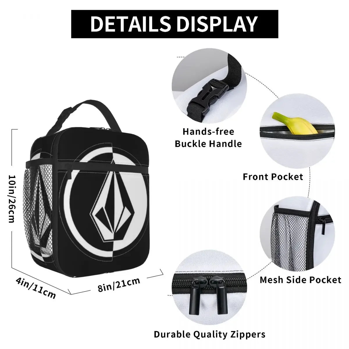 Volcom-Logo Merch Insulated Lunch Bag For School Food Box Portable Cooler Thermal Bento Box