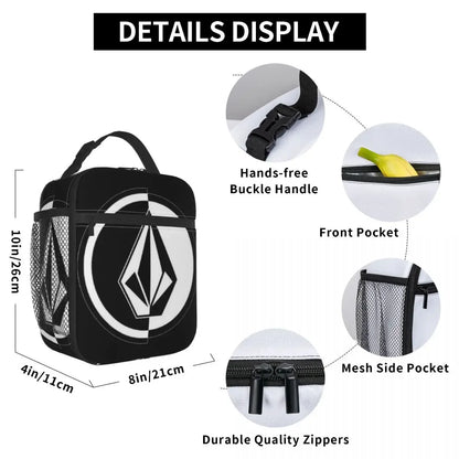 Volcom-Logo Merch Insulated Lunch Bag For School Food Box Portable Cooler Thermal Bento Box