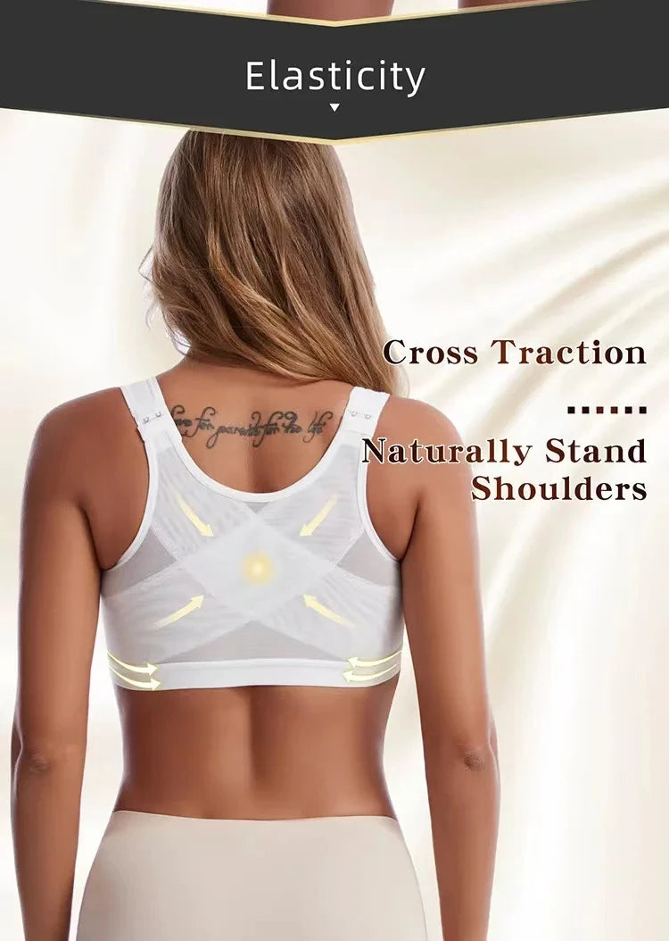 Vest Bras S-5XL Front Closure Posture Corrector Lift Up Bra Women Push Up Cross Back Underwear Shockproof Sports Support Fitness