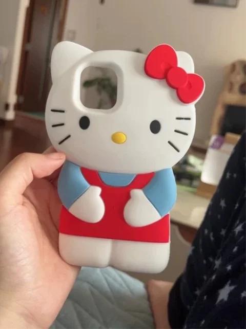 Sanrio Hello Kitty 3D Stereoscopic Phone Case For IPhone 15 14 13 12 11 Pro Max Mini XR XS 7 8 Plus Silicone Soft Back Cover Y2K