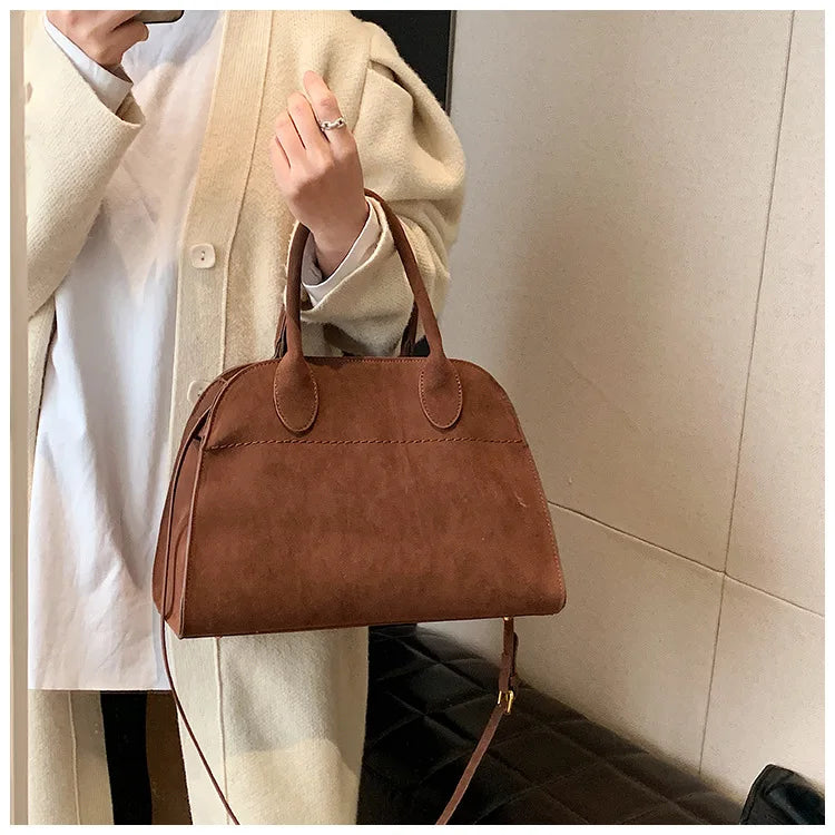 Ladies' Top-handle Bag High-end Feel Niche Design Large Capacity Vintage Commute Handbag For Autumn/winter Season