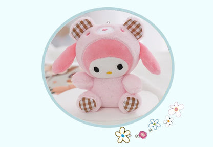 Kawaii Sanrio Plush Keychain Doll Hello Kitty My Melody Kuromi Cinnamoroll Cartoon Animal Stuffed Pendant Backpack Decoration