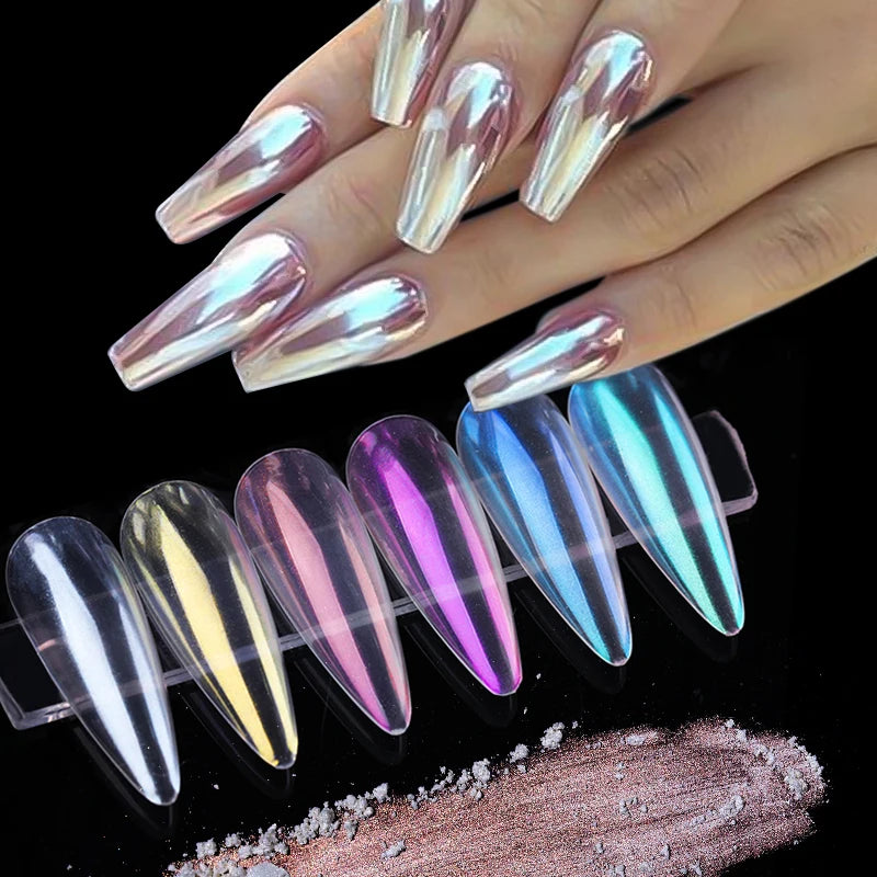 10g/Bottle Pearl Nail Powder  Nail Glitter Aurora Pigment Powder For  Chrome Manicure Nail Decoration