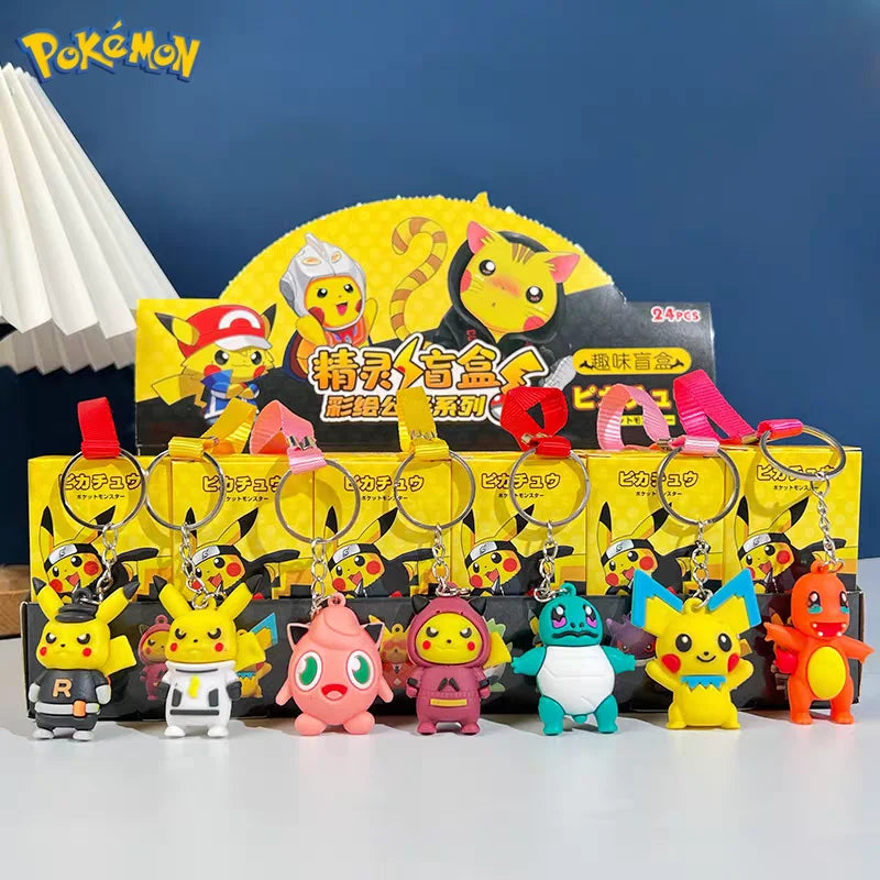 24 Pcs Set Pokemon Random Box Action Figure Cute Different Styles Pikachu Doll Keychain Anime Cartoon Ornaments Model Toys Gift