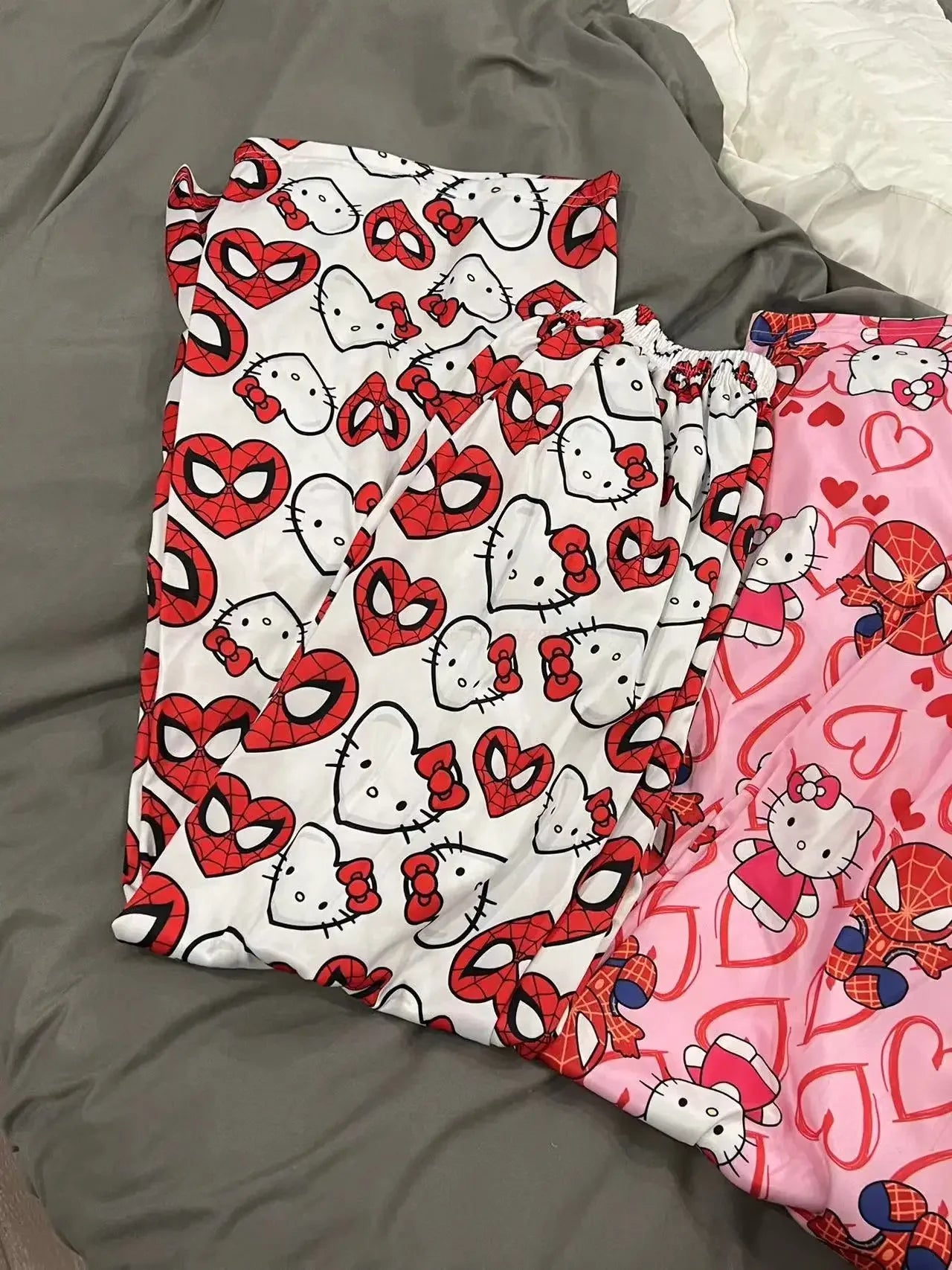 Miniso Spiderman Hello Kitty Cartoon Women's Pajama Long Pants Spring/Summer Edition Home Leisure Couple Pants Sleep Pants