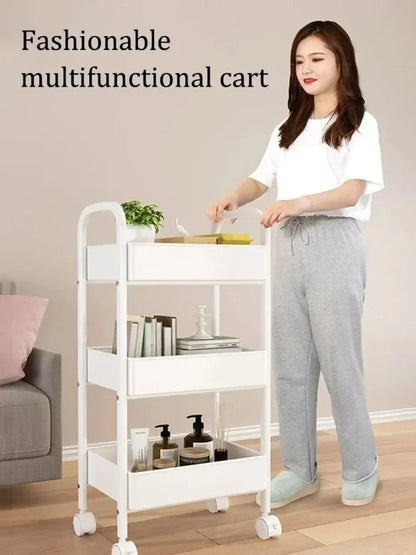 3/4 Tier Mobile Storage Rack Trolley Organizer With Wheels Plastic  Kitchen Organizers Household Cart Mobile Trolley Bookshelf