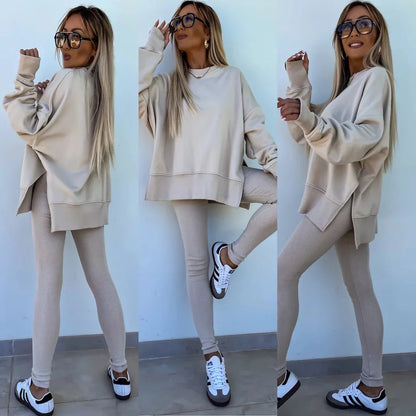 Womens 2 Piece Sweatsuits Set Long Sleeve O Neck Pullover Sweatshirt Joggers Sweatpants Autumn Winter Outfits Tracksuit