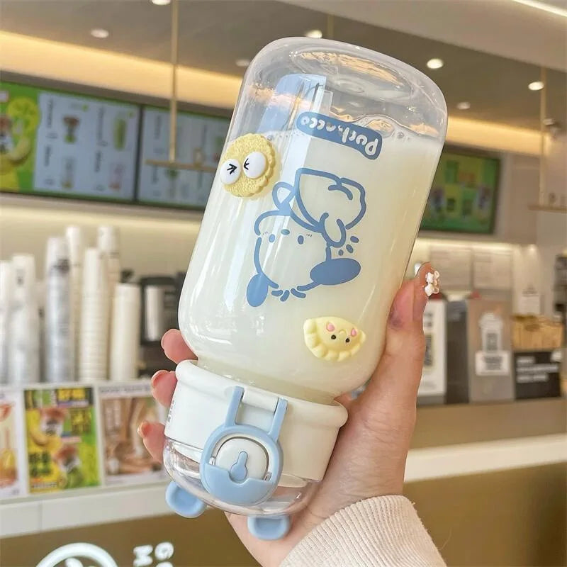 500ML Sanrio Hello Kitty Pochacco Transparent Straw Cup Anime Cartoon Kuromi Cinnamoroll For Kid Kawaii Bottle Water Cup Gifts