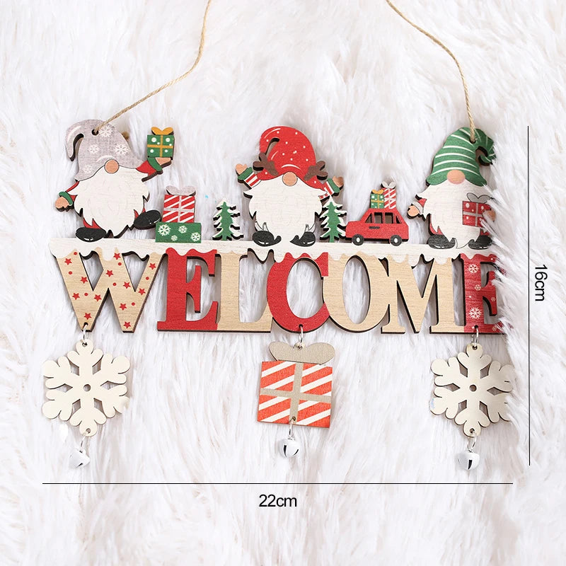 Wooden Christmas Hanging Pendants Gnome Santa Claus Merry Christmas Decoration for Home Xmas Tree Ornaments 2024 New Year Gifts