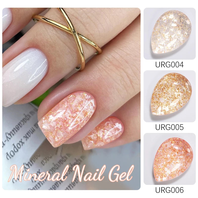 UR SUGAR 7ml Gold Glitter Mineral Gel Nail Polish Soak Off UV LED Gel Nail Platinum Shining Sequin Semi Permanent Manicure