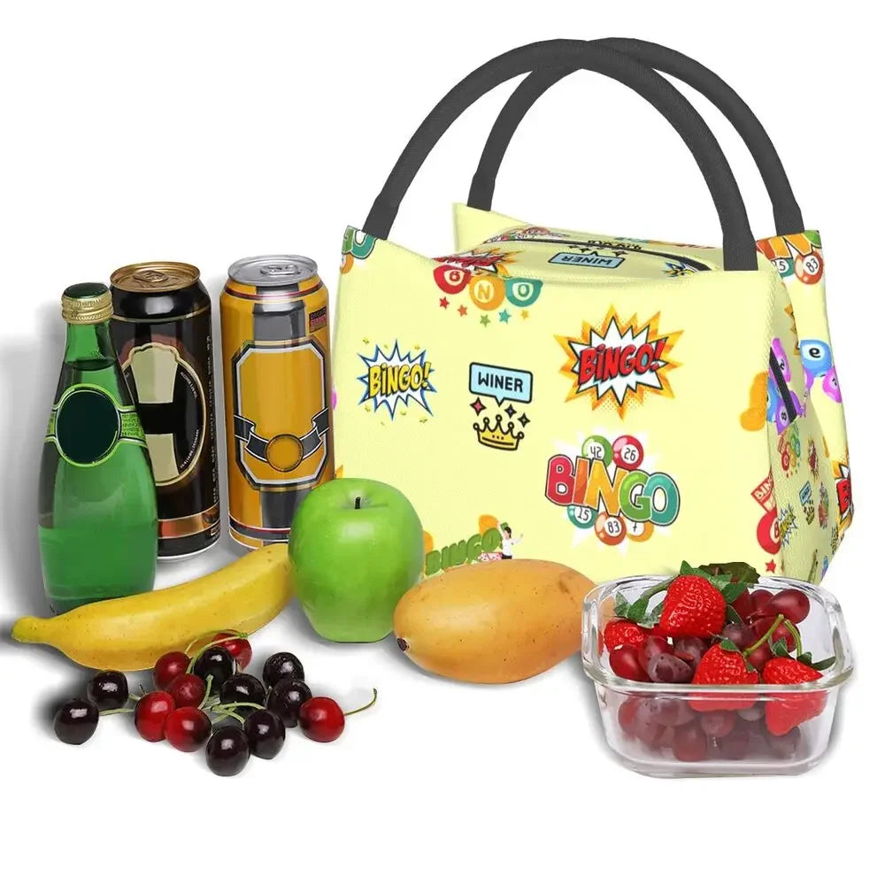 I Love Bingo Game Insulated Lunch Bags for School Office Waterproof Cooler Thermal Lunch Box Women lunchbag