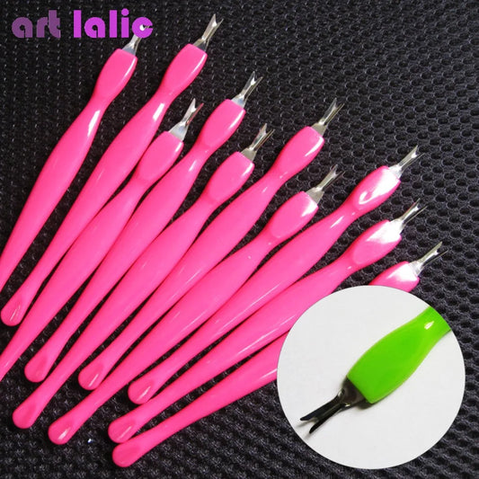 Professional Full Size Cuticle Pusher, Pedicure Nail Art, Toe Manicure Trimmer, Plastic, 10 Pcs